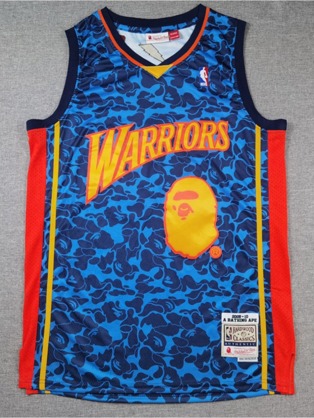 BAPE x Golden State Warriors Blue Camo Mens NBA stitched Jersey